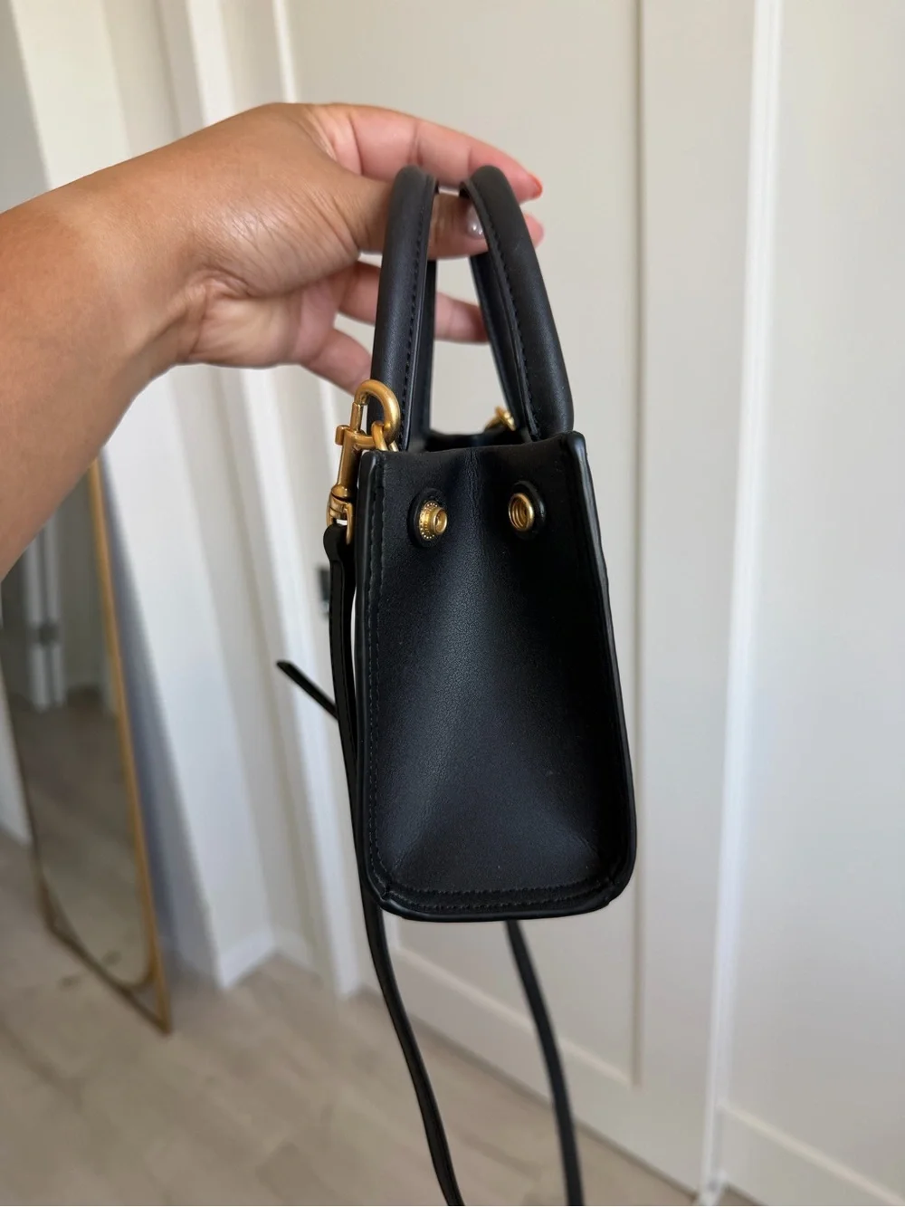 Tory Burch Black Leather Mini Top-Handle Crossbody